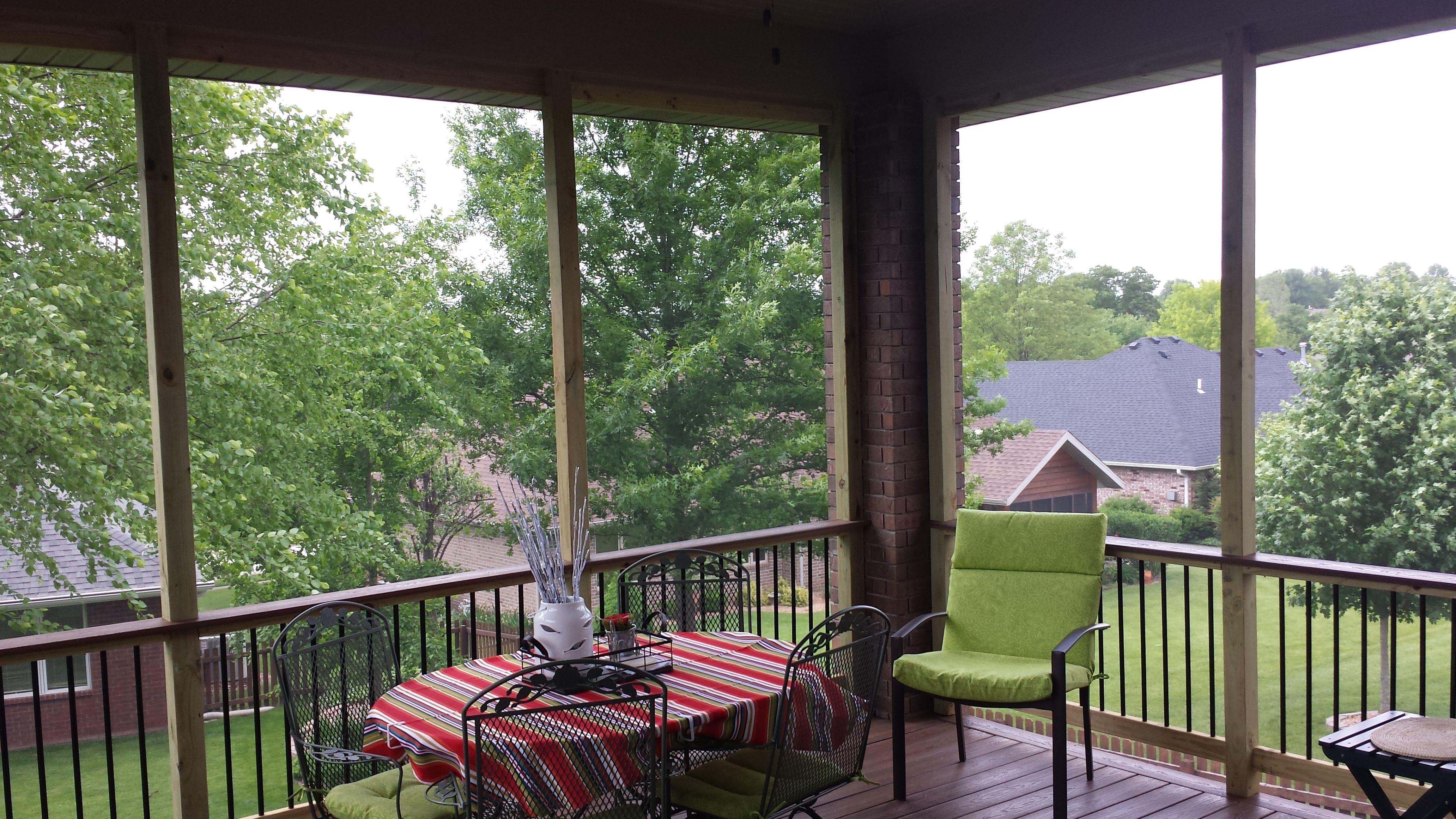 Inside the upper deck porch